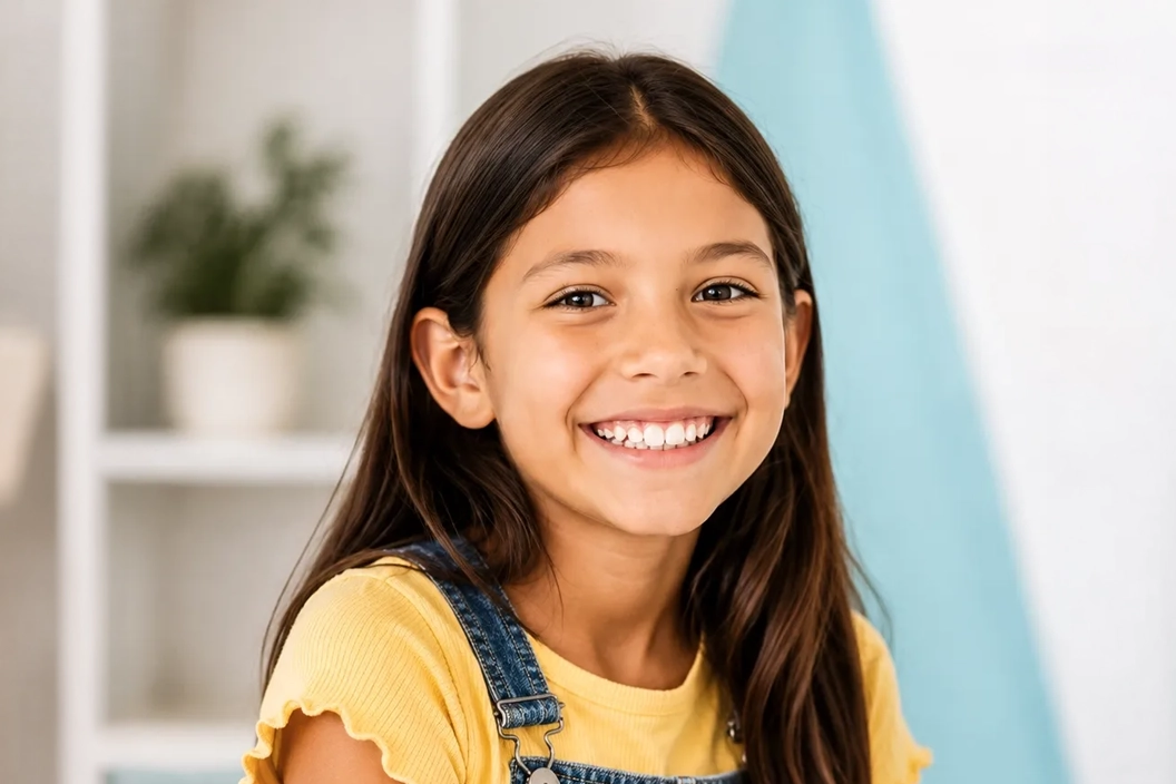 Child receiving attentive oral care