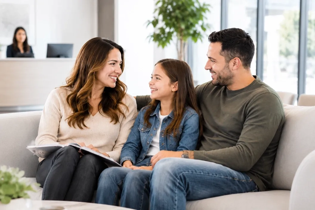 Family getting answers about frenectomy care